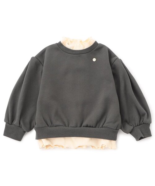 Seraph(セラフ)の「【ジュニア対応】バックリボンレイヤードトレーナー(スウェット・キッズ・チャコール/ラベンダー/グリーン・80/90/100/110/120/130/140)」の2枚目の写真