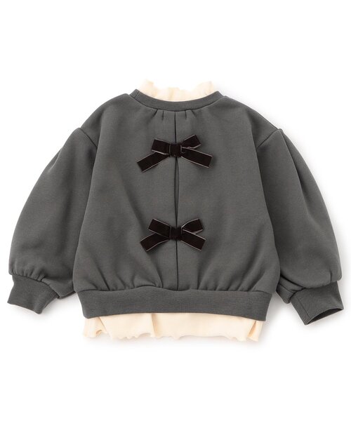 セール】【ジュニア対応】バックリボンレイヤードトレーナー