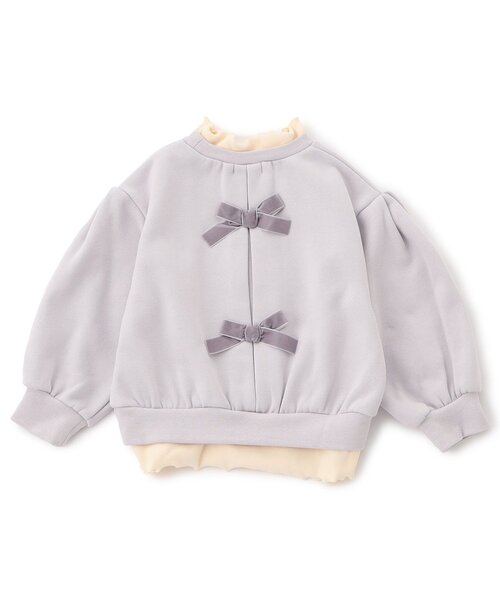 Seraph(セラフ)の「【ジュニア対応】バックリボンレイヤードトレーナー(スウェット・キッズ・チャコール/ラベンダー/グリーン・80/90/100/110/120/130/140)」の6枚目の写真