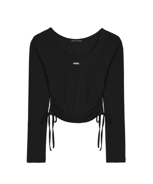 NICK&NICOLE(ニックアンドニコール)の「LABEL STRING SLIM LONG SLEEVE TOP_BLACK(Tシャツ/カットソー・レディース・その他・FREE)」の4枚目の写真