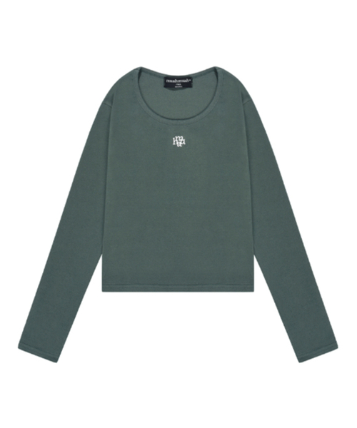 muahmuah（ムーアムーア）の「スティッチUネックコットンスパン長袖Tシャツ[5色]（Tシャツ/カットソー・レディース・ブラック/カーキ/グレー/ホワイト/ブラウン・FREE）」の20枚目の写真