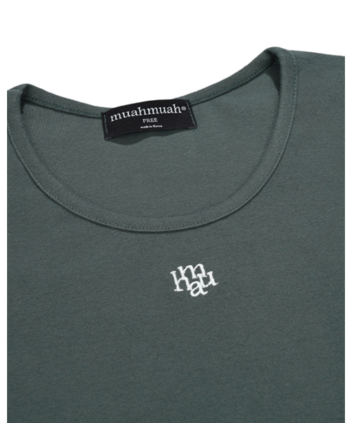 muahmuah（ムーアムーア）の「スティッチUネックコットンスパン長袖Tシャツ[5色]（Tシャツ/カットソー・レディース・ブラック/カーキ/グレー/ホワイト/ブラウン・FREE）」の21枚目の写真
