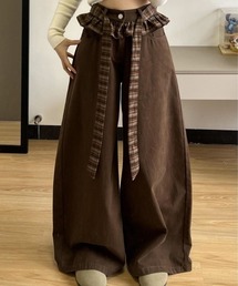 DEVICE（デバイス）の「リボン フリル ベルト ワイドパンツ（カーゴパンツ）」