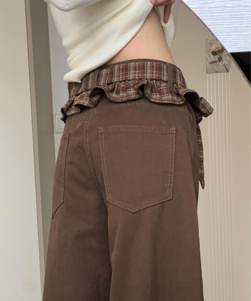 DEVICE（デバイス）の「リボン フリル ベルト ワイドパンツ（カーゴパンツ・レディース・ブラウン・FREE）」の5枚目の写真