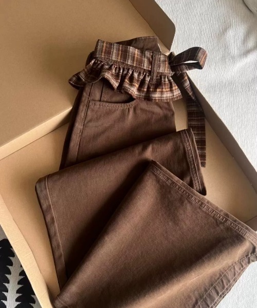 DEVICE（デバイス）の「リボン フリル ベルト ワイドパンツ（カーゴパンツ・レディース・ブラウン・FREE）」の7枚目の写真
