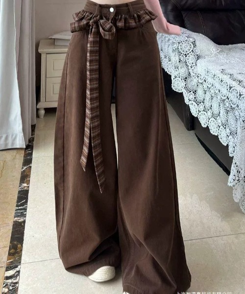 DEVICE（デバイス）の「リボン フリル ベルト ワイドパンツ（カーゴパンツ・レディース・ブラウン・FREE）」の14枚目の写真
