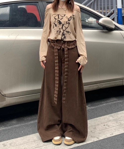 DEVICE（デバイス）の「リボン フリル ベルト ワイドパンツ（カーゴパンツ・レディース・ブラウン・FREE）」の20枚目の写真