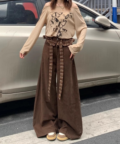 DEVICE（デバイス）の「リボン フリル ベルト ワイドパンツ（カーゴパンツ・レディース・ブラウン・FREE）」の21枚目の写真