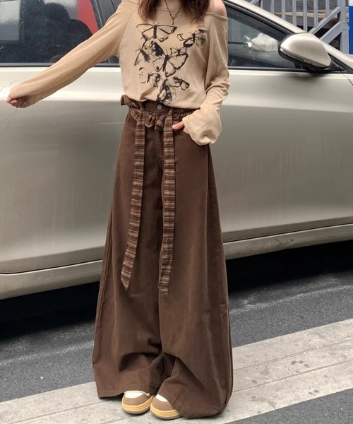 DEVICE（デバイス）の「リボン フリル ベルト ワイドパンツ（カーゴパンツ・レディース・ブラウン・FREE）」の22枚目の写真