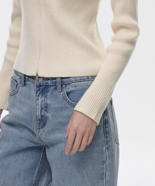 MUSINSA STANDARD WOMAN（ムシンサスタンダードウーマン）の「ウィメンズリブスリムニットジップアップ[クリーム]（ニット/セーター・レディース・その他・SMALL/MEDIUM/LARGE）」の7枚目の写真