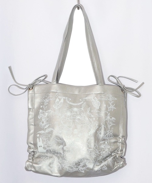 ScoLar(スカラー)の「653442:きのこランド柄サイド絞り合皮トートバッグ(トートバッグ・レディース・グレー/ブラック・FREE)」の7枚目の写真