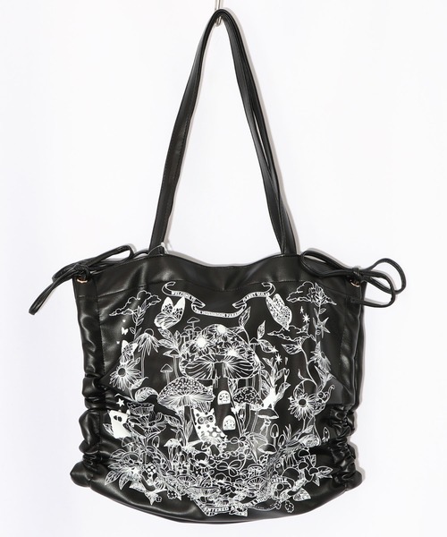 ScoLar(スカラー)の「653442:きのこランド柄サイド絞り合皮トートバッグ(トートバッグ・レディース・グレー/ブラック・FREE)」の9枚目の写真