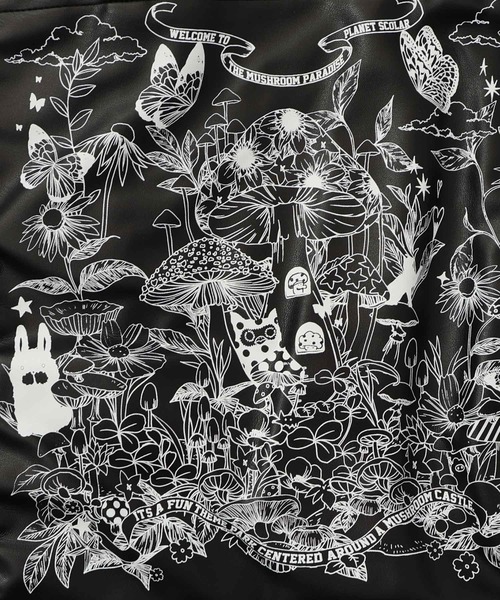 ScoLar(スカラー)の「653442:きのこランド柄サイド絞り合皮トートバッグ(トートバッグ・レディース・グレー/ブラック・FREE)」の10枚目の写真