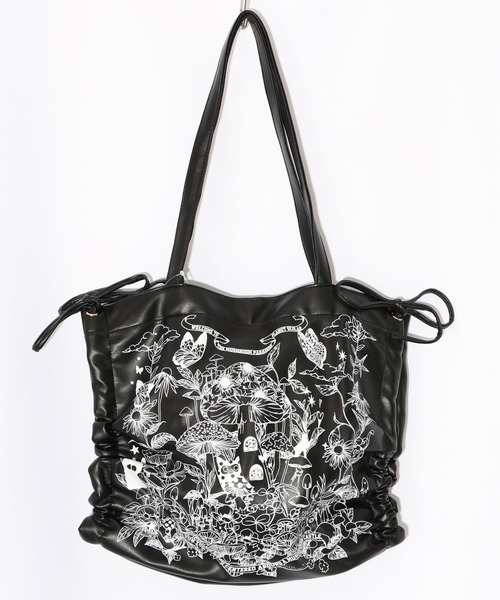 ScoLar(スカラー)の「653442:きのこランド柄サイド絞り合皮トートバッグ(トートバッグ・レディース・グレー/ブラック・FREE)」の11枚目の写真