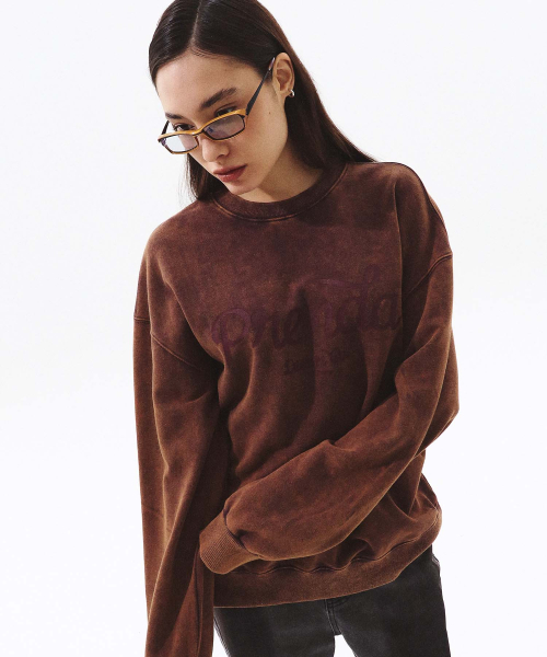 PRENDA(プレンダ)の「RIBBON LOGO SALT WASHING SWEATSHIRT WINE(スウェット・レディース・その他・SMALL/MEDIUM)」の1枚目の写真