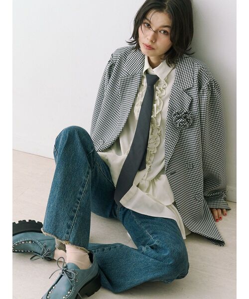 jouetie(ジュエティ)の「パワショルルーズテーラードジャケット【セットアップ対応】チェック柄 レザー(テーラードジャケット・レディース・その他2/その他1/ブラック・MEDIUM)」の17枚目の写真