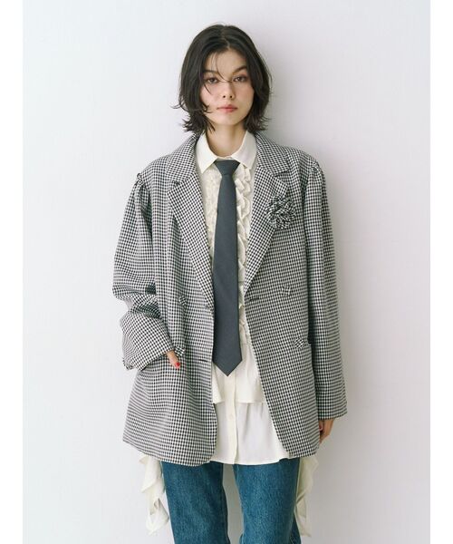 jouetie(ジュエティ)の「パワショルルーズテーラードジャケット【セットアップ対応】チェック柄 レザー(テーラードジャケット・レディース・その他2/その他1/ブラック・MEDIUM)」の19枚目の写真