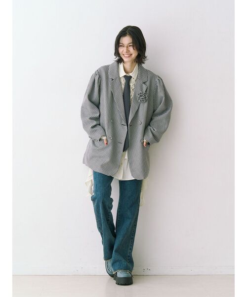 jouetie(ジュエティ)の「パワショルルーズテーラードジャケット【セットアップ対応】チェック柄 レザー(テーラードジャケット・レディース・その他2/その他1/ブラック・MEDIUM)」の20枚目の写真