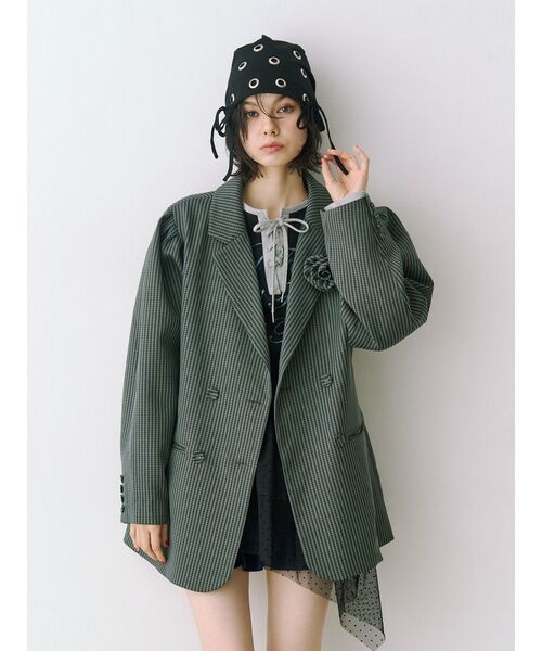 jouetie(ジュエティ)の「パワショルルーズテーラードジャケット【セットアップ対応】チェック柄 レザー(テーラードジャケット・レディース・その他2/その他1/ブラック・MEDIUM)」の22枚目の写真