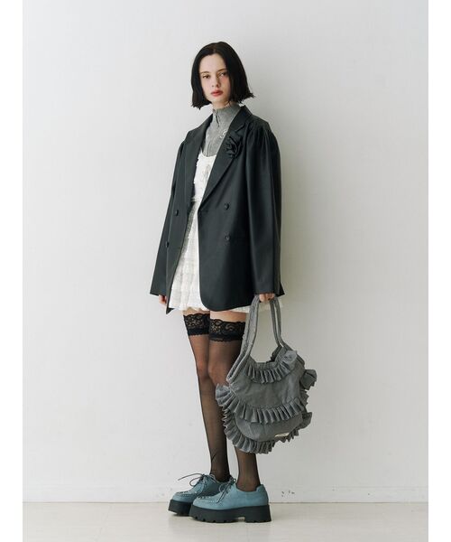 jouetie(ジュエティ)の「パワショルルーズテーラードジャケット【セットアップ対応】チェック柄 レザー(テーラードジャケット・レディース・その他2/その他1/ブラック・MEDIUM)」の15枚目の写真