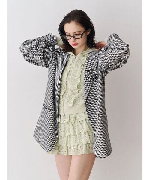 jouetie(ジュエティ)の「パワショルルーズテーラードジャケット【セットアップ対応】チェック柄 レザー(テーラードジャケット・レディース・その他2/その他1/ブラック・MEDIUM)」の9枚目の写真