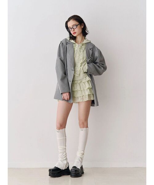 jouetie(ジュエティ)の「パワショルルーズテーラードジャケット【セットアップ対応】チェック柄 レザー(テーラードジャケット・レディース・その他2/その他1/ブラック・MEDIUM)」の10枚目の写真