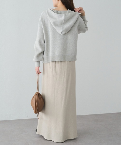 PUAL CE CIN（ピュアルセシン）の「スウェットライクダブルジャガードニットパーカー（ニット/セーター・レディース・チャコールグレー/ブラウン/オートミール・FREE）」の9枚目の写真