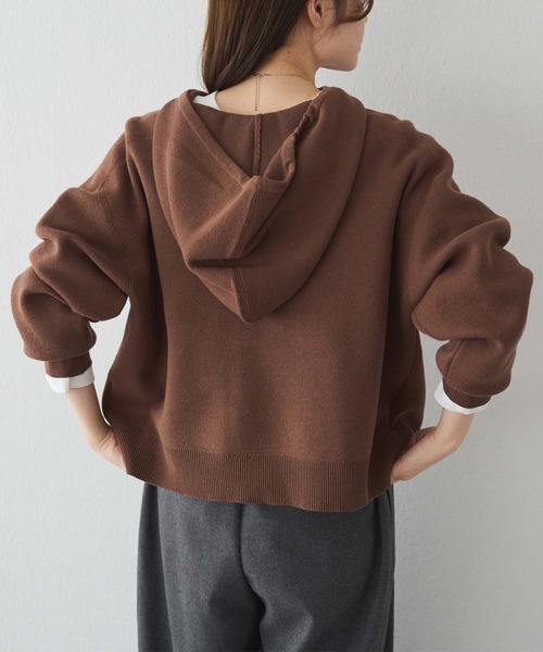 PUAL CE CIN（ピュアルセシン）の「スウェットライクダブルジャガードニットパーカー（ニット/セーター・レディース・チャコールグレー/ブラウン/オートミール・FREE）」の16枚目の写真