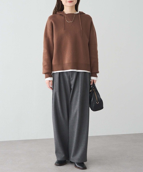 PUAL CE CIN（ピュアルセシン）の「スウェットライクダブルジャガードニットパーカー（ニット/セーター・レディース・チャコールグレー/ブラウン/オートミール・FREE）」の17枚目の写真