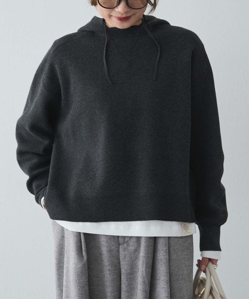 PUAL CE CIN（ピュアルセシン）の「スウェットライクダブルジャガードニットパーカー（ニット/セーター・レディース・チャコールグレー/ブラウン/オートミール・FREE）」の20枚目の写真