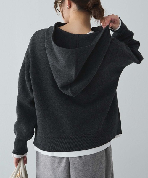 PUAL CE CIN（ピュアルセシン）の「スウェットライクダブルジャガードニットパーカー（ニット/セーター・レディース・チャコールグレー/ブラウン/オートミール・FREE）」の22枚目の写真