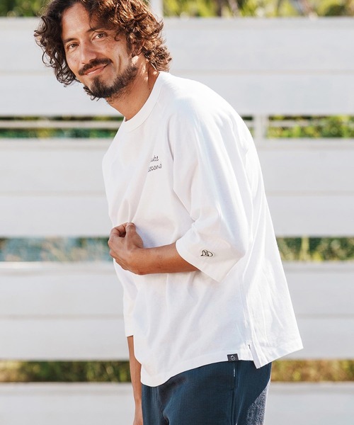 1minute 1second（ワンミニットワンセカンド）の「mt10111-cursive embroidery half sleeve T-shirt Tシャツ(1M26H310)（Tシャツ/カットソー・メンズ・グレイッシュベージュ/ブラック/ホワイト・S/M/L/XL）」の5枚目の写真