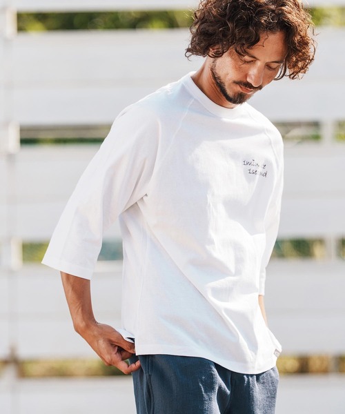1minute 1second（ワンミニットワンセカンド）の「mt10111-cursive embroidery half sleeve T-shirt Tシャツ(1M26H310)（Tシャツ/カットソー・メンズ・グレイッシュベージュ/ブラック/ホワイト・S/M/L/XL）」の6枚目の写真