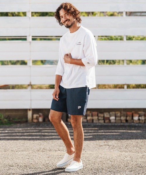 1minute 1second（ワンミニットワンセカンド）の「mt10111-cursive embroidery half sleeve T-shirt Tシャツ(1M26H310)（Tシャツ/カットソー・メンズ・グレイッシュベージュ/ブラック/ホワイト・S/M/L/XL）」の8枚目の写真