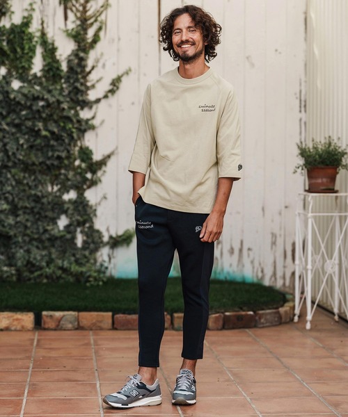 1minute 1second（ワンミニットワンセカンド）の「mt10111-cursive embroidery half sleeve T-shirt Tシャツ(1M26H310)（Tシャツ/カットソー・メンズ・グレイッシュベージュ/ブラック/ホワイト・S/M/L/XL）」の13枚目の写真