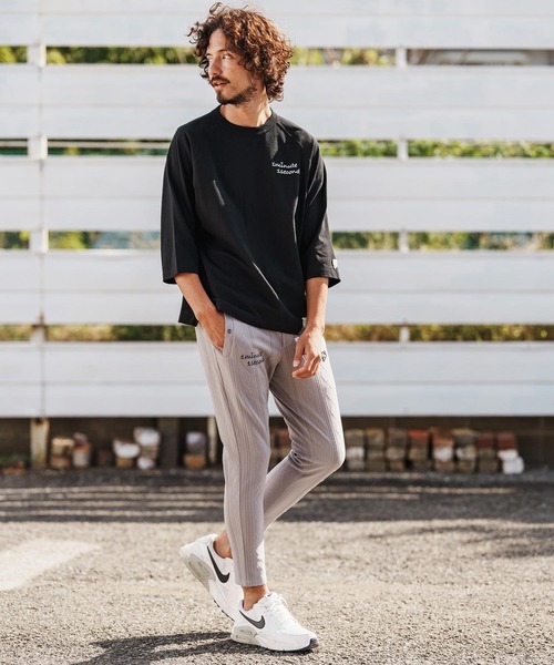 1minute 1second（ワンミニットワンセカンド）の「mt10111-cursive embroidery half sleeve T-shirt Tシャツ(1M26H310)（Tシャツ/カットソー・メンズ・グレイッシュベージュ/ブラック/ホワイト・S/M/L/XL）」の19枚目の写真