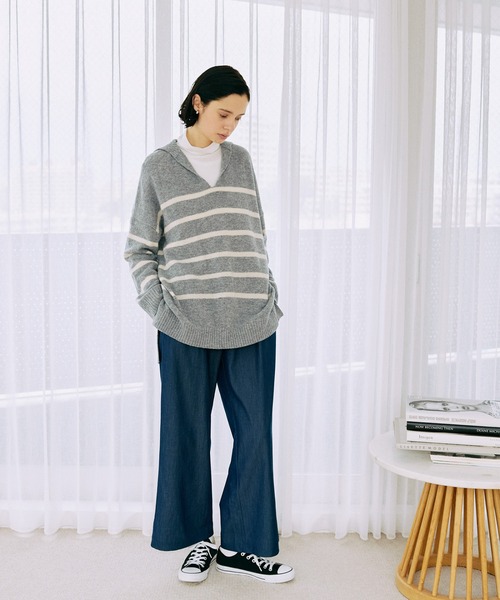 LA MARINE FRANCAISE（マリン フランセーズ）の「セーラーロングニット（ニット/セーター・レディース・グレー/オフホワイト/ネイビー・FREE）」の8枚目の写真