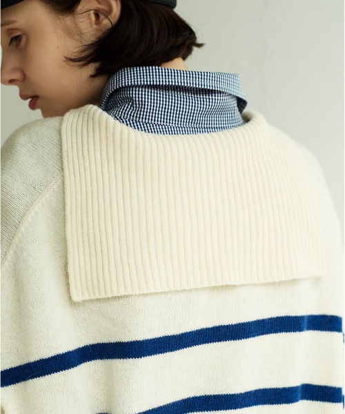 LA MARINE FRANCAISE（マリン フランセーズ）の「セーラーロングニット（ニット/セーター・レディース・グレー/オフホワイト/ネイビー・FREE）」の10枚目の写真