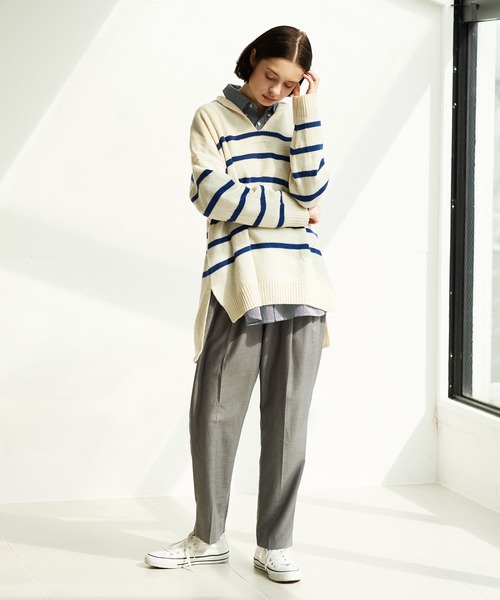 LA MARINE FRANCAISE（マリン フランセーズ）の「セーラーロングニット（ニット/セーター・レディース・グレー/オフホワイト/ネイビー・FREE）」の11枚目の写真