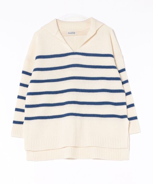 LA MARINE FRANCAISE（マリン フランセーズ）の「セーラーロングニット（ニット/セーター・レディース・グレー/オフホワイト/ネイビー・FREE）」の9枚目の写真