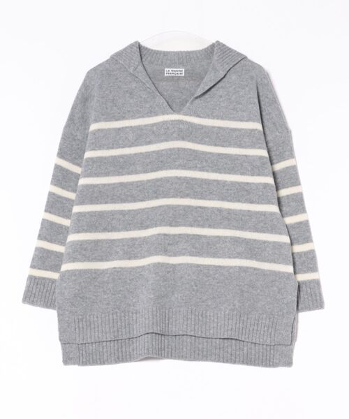 LA MARINE FRANCAISE（マリン フランセーズ）の「セーラーロングニット（ニット/セーター・レディース・グレー/オフホワイト/ネイビー・FREE）」の5枚目の写真
