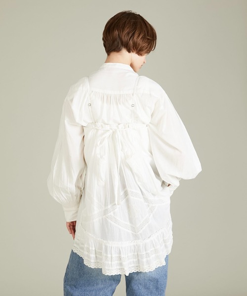 crinkle crinkle crinkle（クリンクルクリンクルクリンクル）の「【crinkle crinkle crinkle】ribbon blouse/リボンブラウス（シャツ/ブラウス・レディース・ブラック/ドット/ホワイト・FREE）」の7枚目の写真