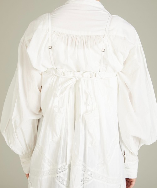 crinkle crinkle crinkle（クリンクルクリンクルクリンクル）の「【crinkle crinkle crinkle】ribbon blouse/リボンブラウス（シャツ/ブラウス・レディース・ブラック/ドット/ホワイト・FREE）」の8枚目の写真