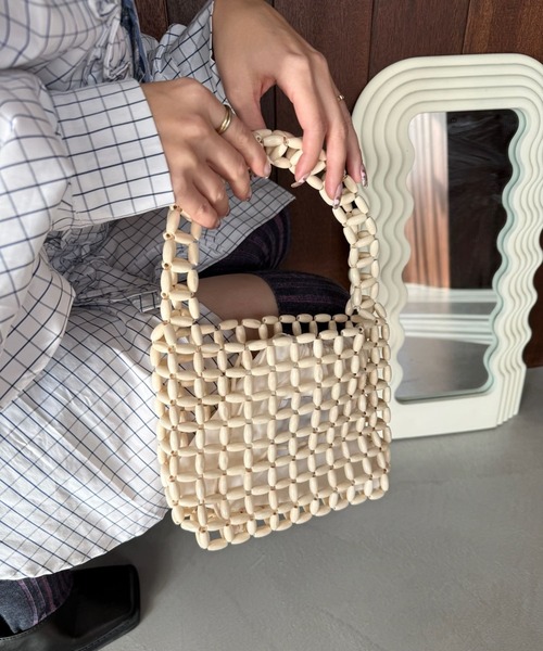 SANSeLF（サンセルフ）の「【SANSeLF】 コンパクトビーズスクエアハンドバッグ saa26s001（ハンドバッグ・レディース・イエロー/ピンク/アイボリー/ブラック・FREE）」の15枚目の写真