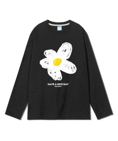 GRANFINNY(グランフィニ)の「デイジーフラワーレギュラー長袖-ブラック(Tシャツ/カットソー・レディース・ブラック・MEDIUM/LARGE/X-LARGE)」の1枚目の写真