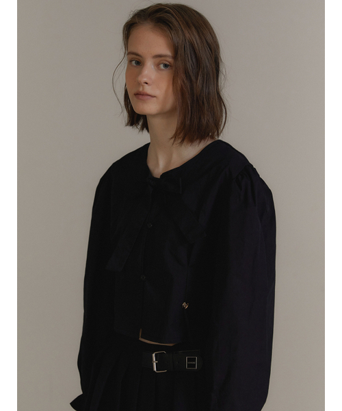 ANOETIC(アノエティック)の「ANC CROP RIBBON BLOUSE_BLACK(シャツ/ブラウス・レディース・その他・FREE)」の2枚目の写真