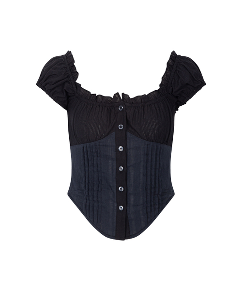 PLEASENOFOLLOW（プリーズノーフォロー）の「Cindy Shirt Top (Black/Cool Charcoal)（シャツ/ブラウス・レディース・その他・SMALL/MEDIUM）」の2枚目の写真