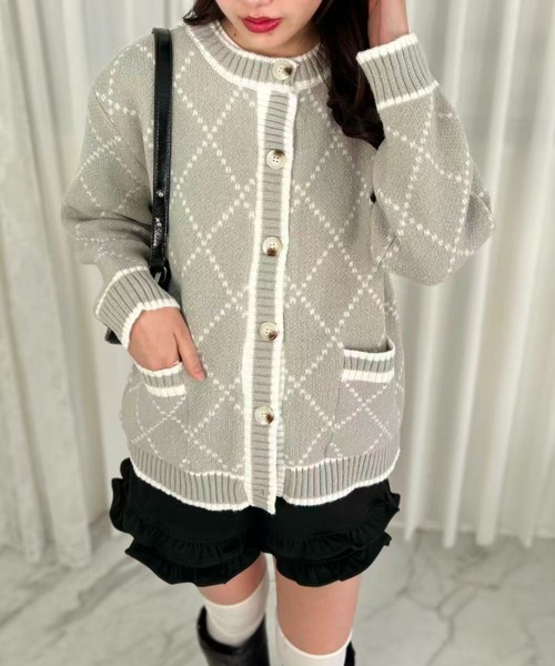 Gray Argyle Knit Cardigan（カーディガン/ボレロ）｜mebole（メボレ