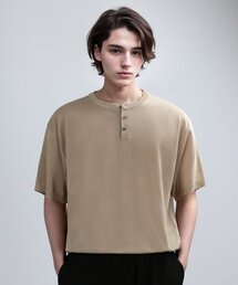 VERYVAIN（ベリベーン）の「HENLEY NECK HALF MESH-KNIT (BEIGE)（ニット/セーター）」