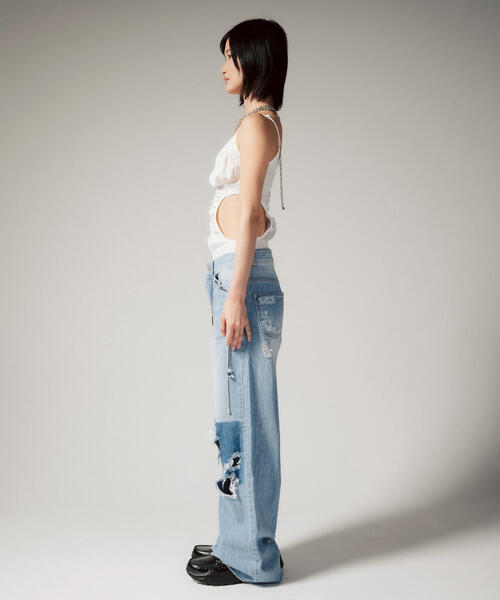 ROYAL FLASH（ロイヤルフラッシュ）の「MITSUKI/ミツキ/クラッシュワイドデニムパンツ（デニムパンツ・レディース・ブルー・M/S）」の5枚目の写真